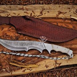 handmade damascus bowie knife 8 inch hunting blade with micarta or walnut handle