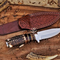 handmade d2 steel hunting knife rosewood stag horn camel bone handle