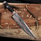 Copper Damascus Bowie Knife 11 Blade With Carbon Fiber Handle Copper Guard Hunting Knife 5