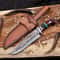 Copper Damascus Bowie Knife With Carbon Fiber Resin Handle Handmade Hunting Blade 0
