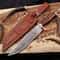 Handmade Copper Damascus Bowie Knife With Full Tang Stag Handle Hunting Blade 0