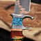 Copper Damascus Bowie Knife With Turquoise Resin Handle Handmade Hunting Blade 4