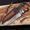 Copper Damascus Bowie Knife With Turquoise Resin Handle Handmade Hunting Blade 0
