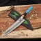 Handmade Copper Damascus Bowie Knife Turquoise Resin Hunting Display Knife 0