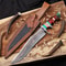 Handmade Damascus Bowie Knife With Double Guard Turquoise Resin Handle 5