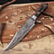 Custom Damascus Bowie Hunting Knife With Double Guard Turquoise Resin Handle 5