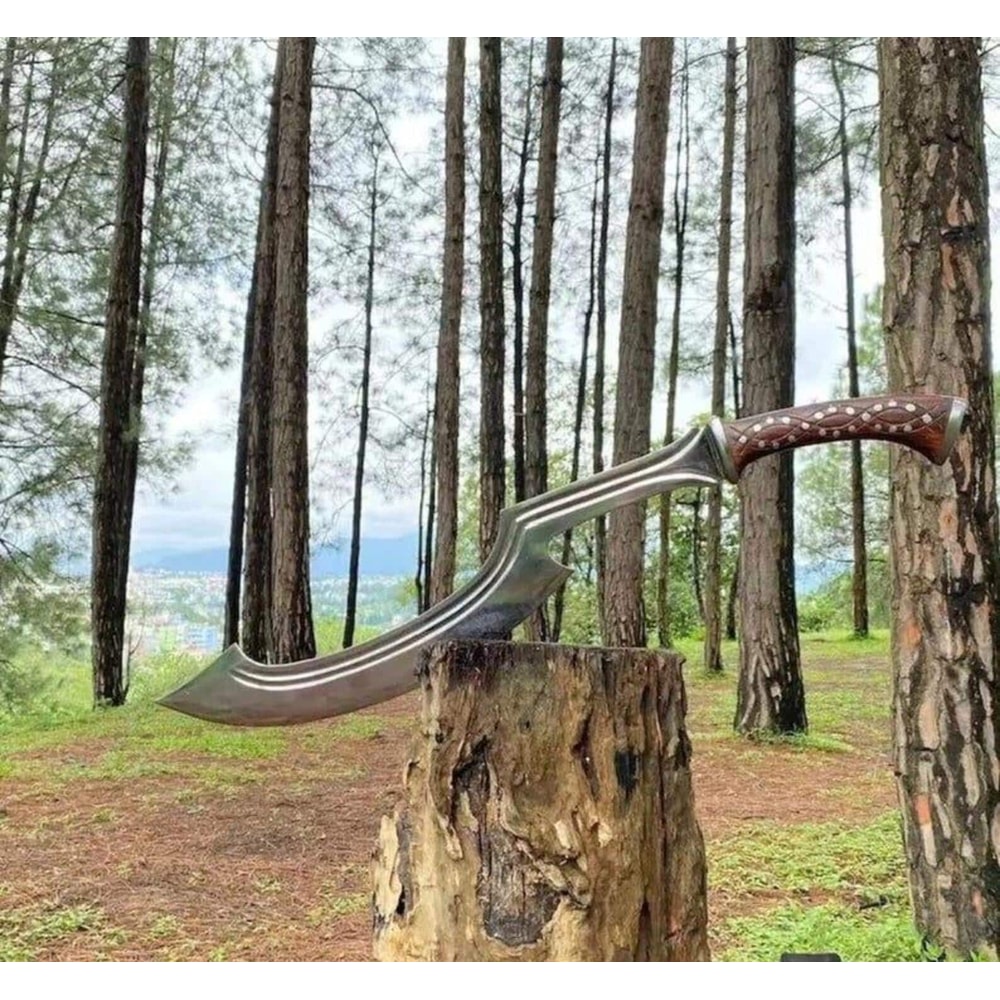 Handcrafted High Carbon Steel Khopesh Sword 30 With Rosewood Handle Leather Sheath 0
