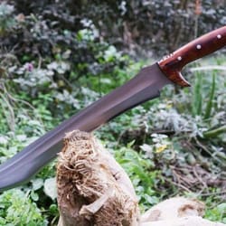 hand-forged high carbon steel machete 24" with rosewood handle & leather sheath