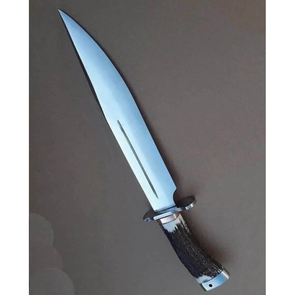 Handmade Bowie Knife High Carbon Steel Blade With Stag Handle Rustic Hunting Knife 1