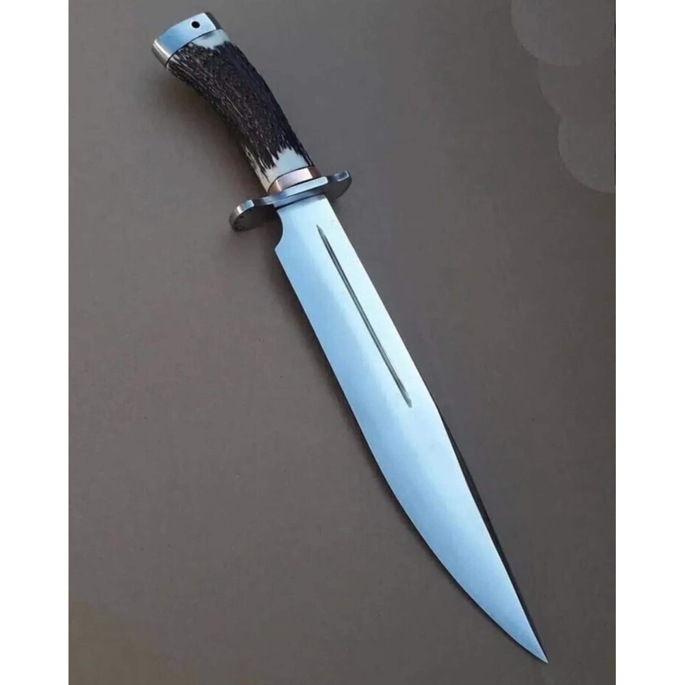 Handmade Bowie Knife High Carbon Steel Blade With Stag Handle Rustic Hunting Knife 2