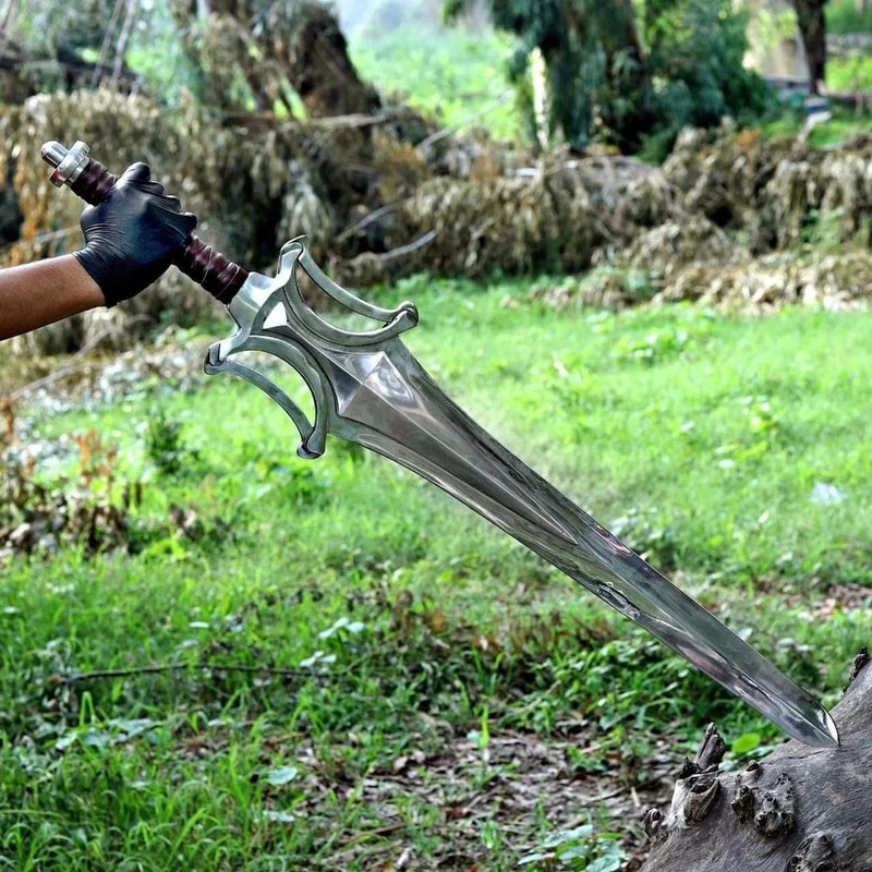 Handmade Carbon Steel Power Sword 38 With Leather Wrapped Handle Fantasy Display Sword 0