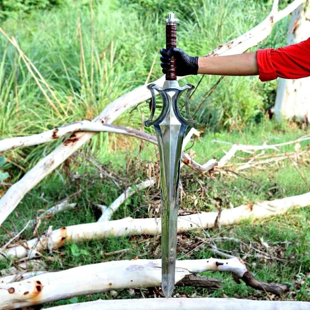 Handmade Carbon Steel Power Sword 38 With Leather Wrapped Handle Fantasy Display Sword 1