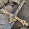 Hand Forged Damascus Style Sword With Silver Finish Handle And Leather Scabbard 1