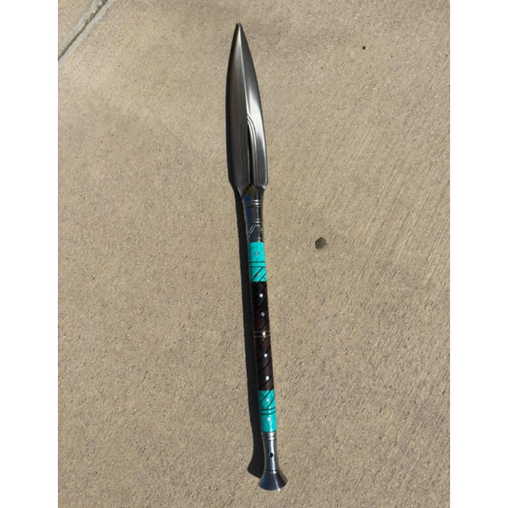 Handmade Decorative Spear With Rosewood Handle Resin And Metal Accents Display Piece 1