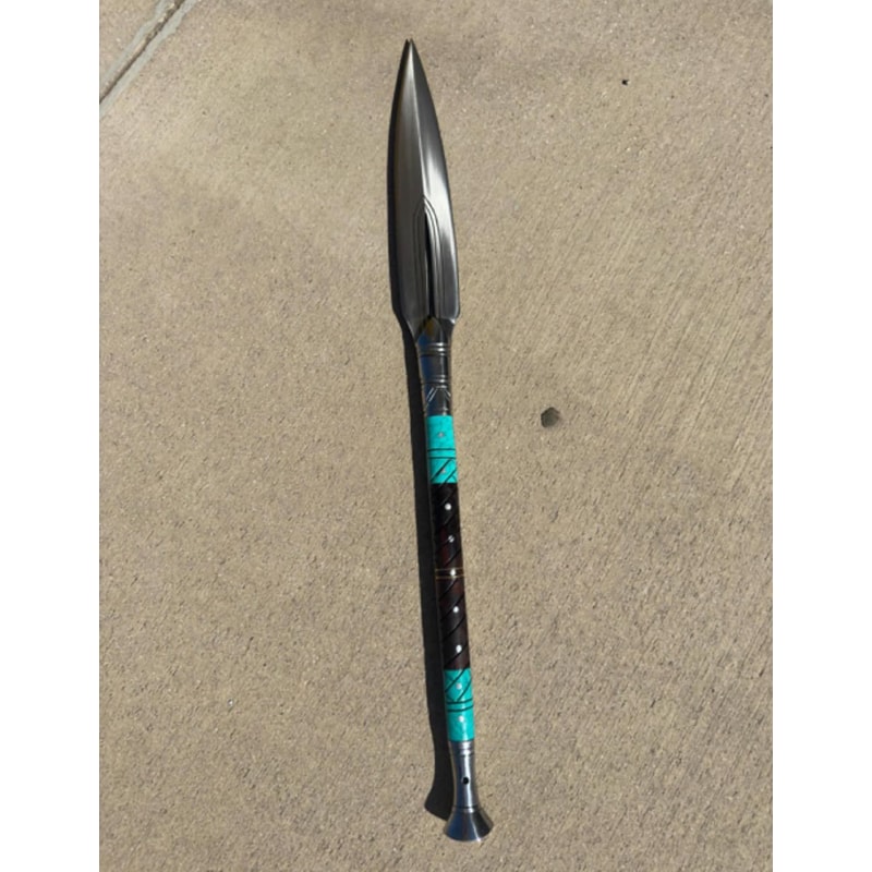 Handmade Decorative Spear With Rosewood Handle Resin And Metal Accents Display Piece 1
