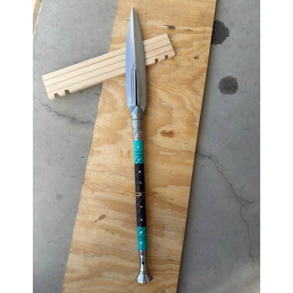 Handmade Decorative Spear With Rosewood Handle Resin And Metal Accents Display Piece 3