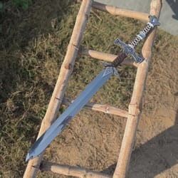 handmade high carbon steel fantasy sword 36" with leather wrapped handle display piece