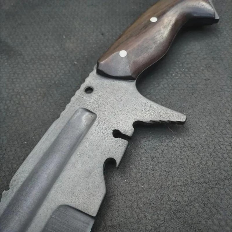 Handmade High Carbon Steel Machete With Rosewood Handle Silver Pins Leather Sheath 2
