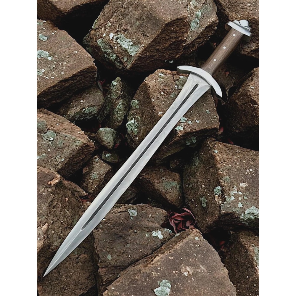 Handmade High Carbon Steel Short Sword 26 With Rosewood Handle Leather Sheath 0