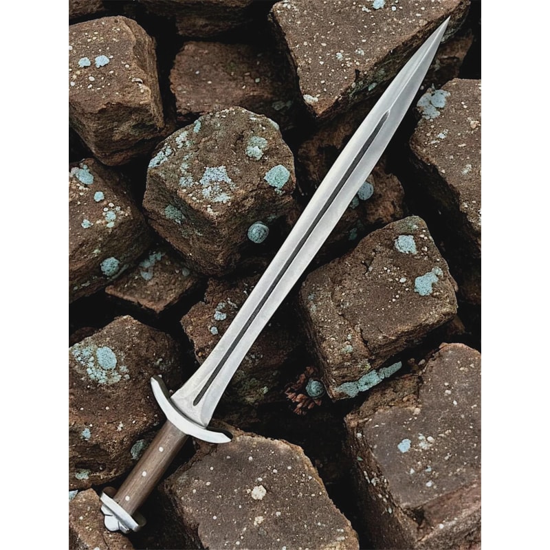 Handmade High Carbon Steel Short Sword 26 With Rosewood Handle Leather Sheath 2