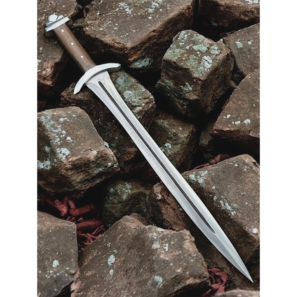 Handmade High Carbon Steel Short Sword 26 With Rosewood Handle Leather Sheath 3