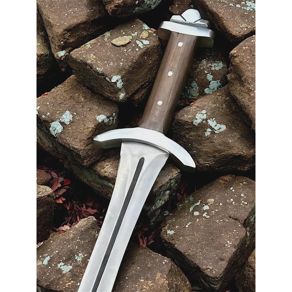Handmade High Carbon Steel Short Sword 26 With Rosewood Handle Leather Sheath 4
