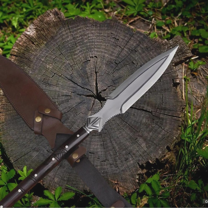 Handmade High Carbon Steel Spear 35 With Rosewood Handle Leather Cover 5