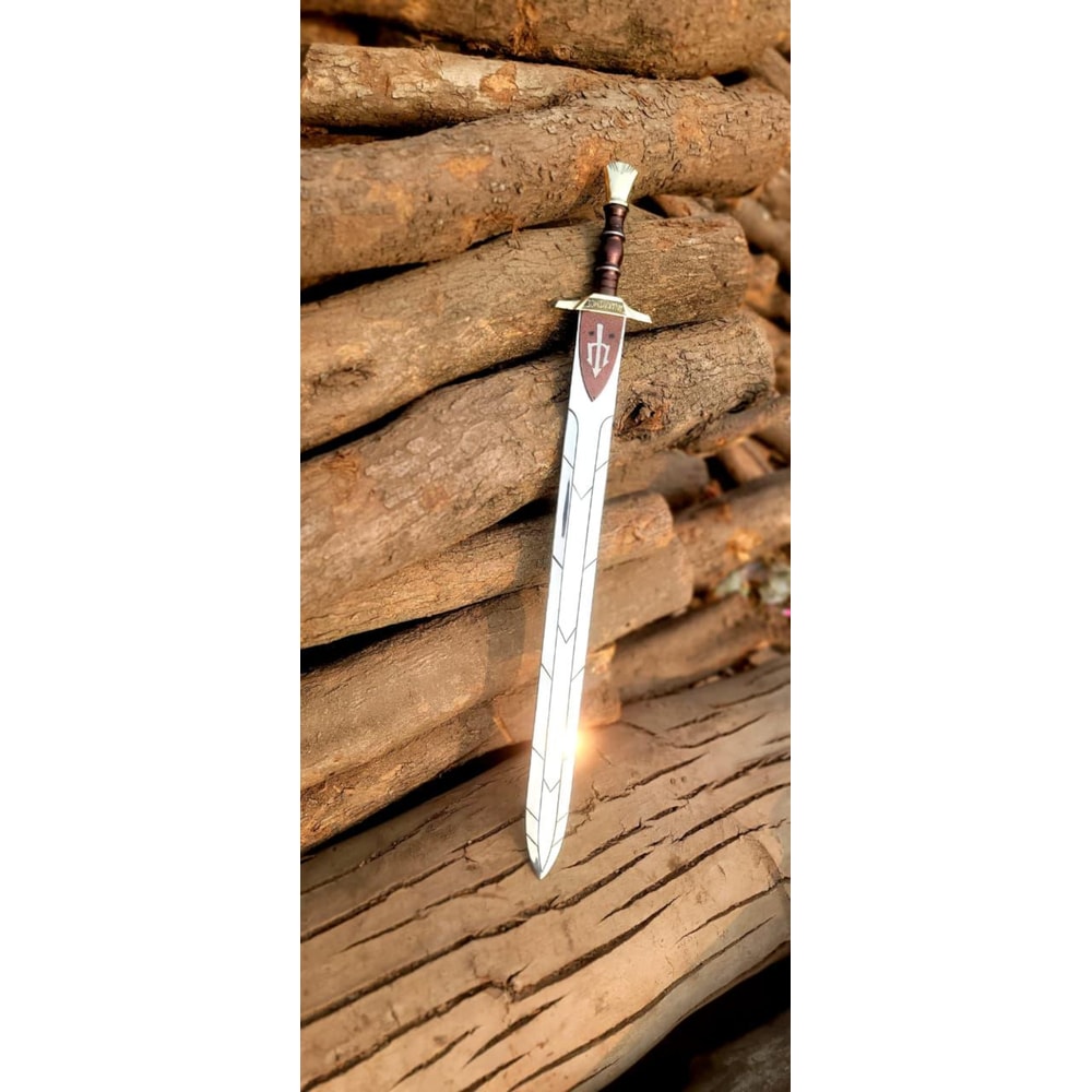 Handmade High Carbon Steel Sword 34 With Rosewood Handle Brass Accents Leather Sheath 2