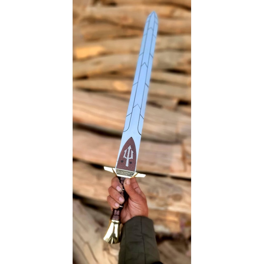 Handmade High Carbon Steel Sword 34 With Rosewood Handle Brass Accents Leather Sheath 0