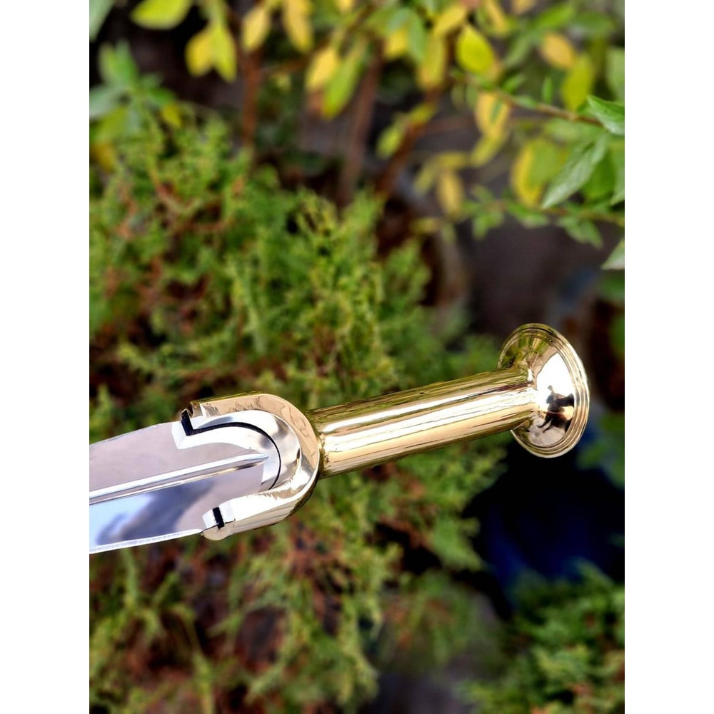 Handmade High Carbon Steel Sword 36 With Brass Handle Leather Sheath Display Piece 3