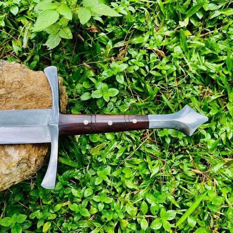 Handmade High Carbon Steel Sword 36 With Rosewood Handle Leather Sheath 2