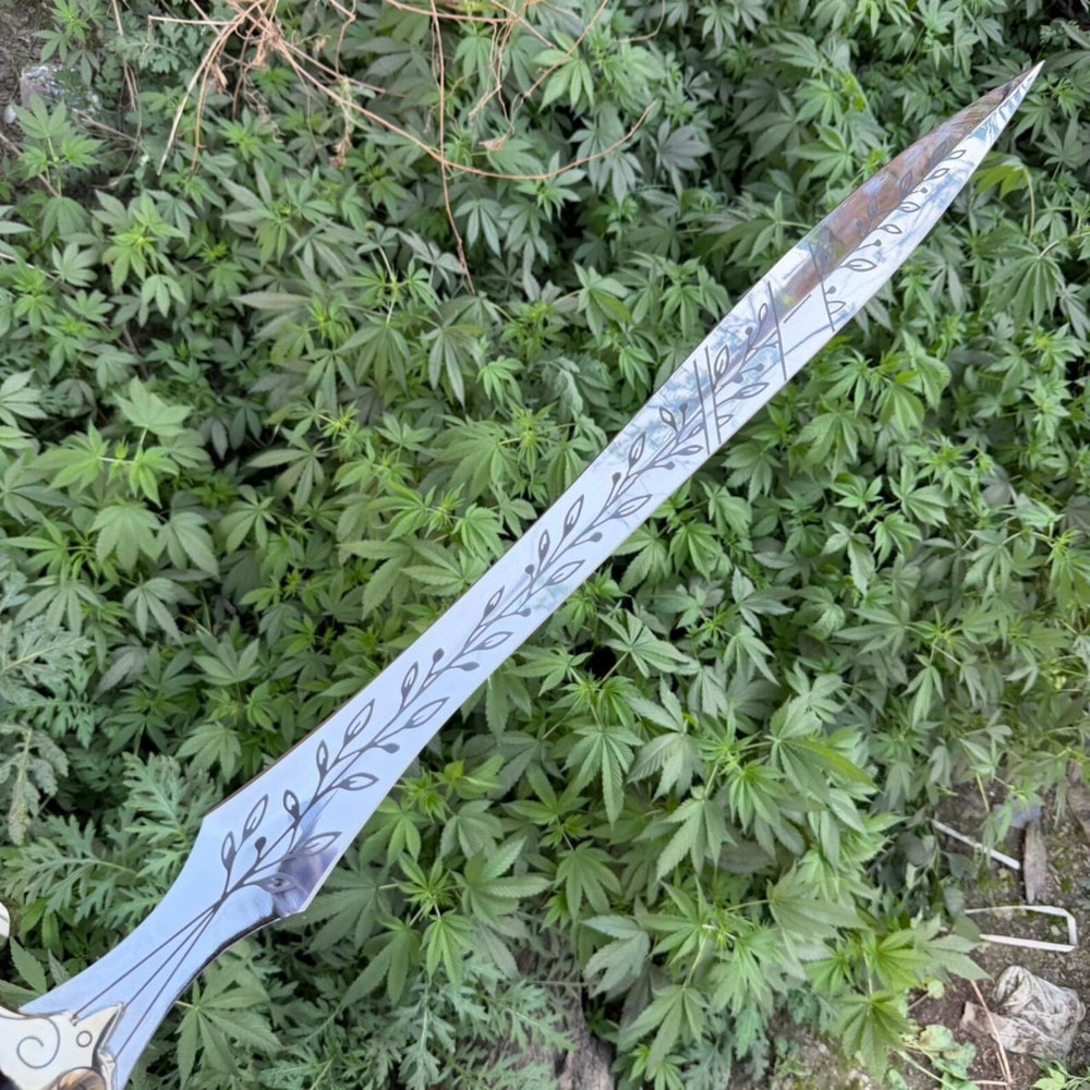 Premium Handmade Medieval Sword With Leather Wrapped Rosewood Handle Brass Accents 6