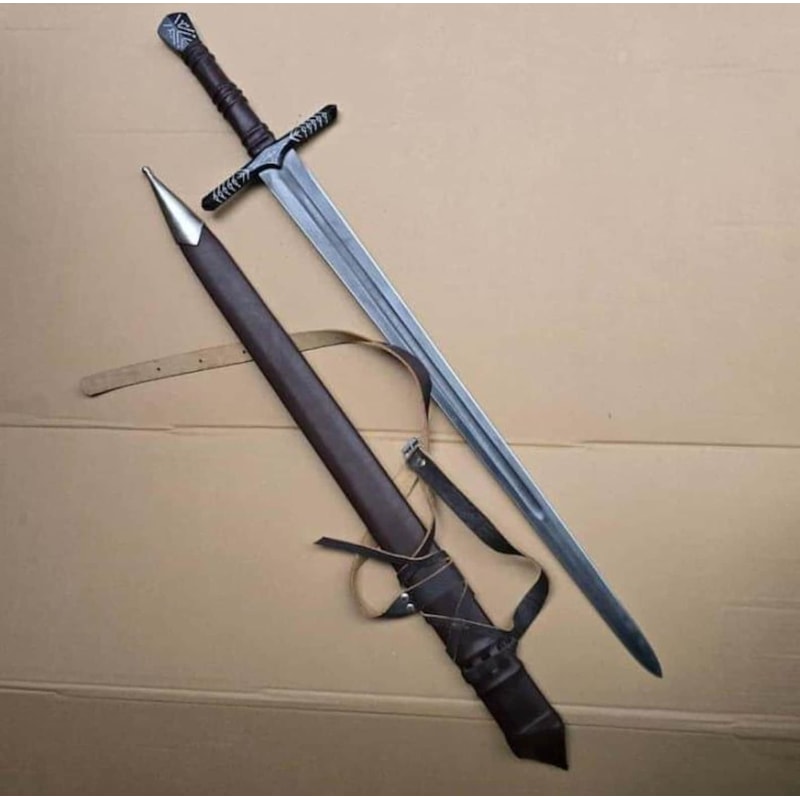 Handmade High Carbon Steel Sword 36 With Rosewood Leather Handle Decorative Collectible 0