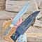 Handmade Mosaic Damascus Bowie Knife 18 With Stag Handle Brass Guard Leather Sheath 3
