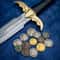 Medieval Style Spartan Dagger Polished Steel Blade With Brass Guard Leather Scabbard 2