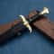 Medieval Style Spartan Dagger Polished Steel Blade With Brass Guard Leather Scabbard 4