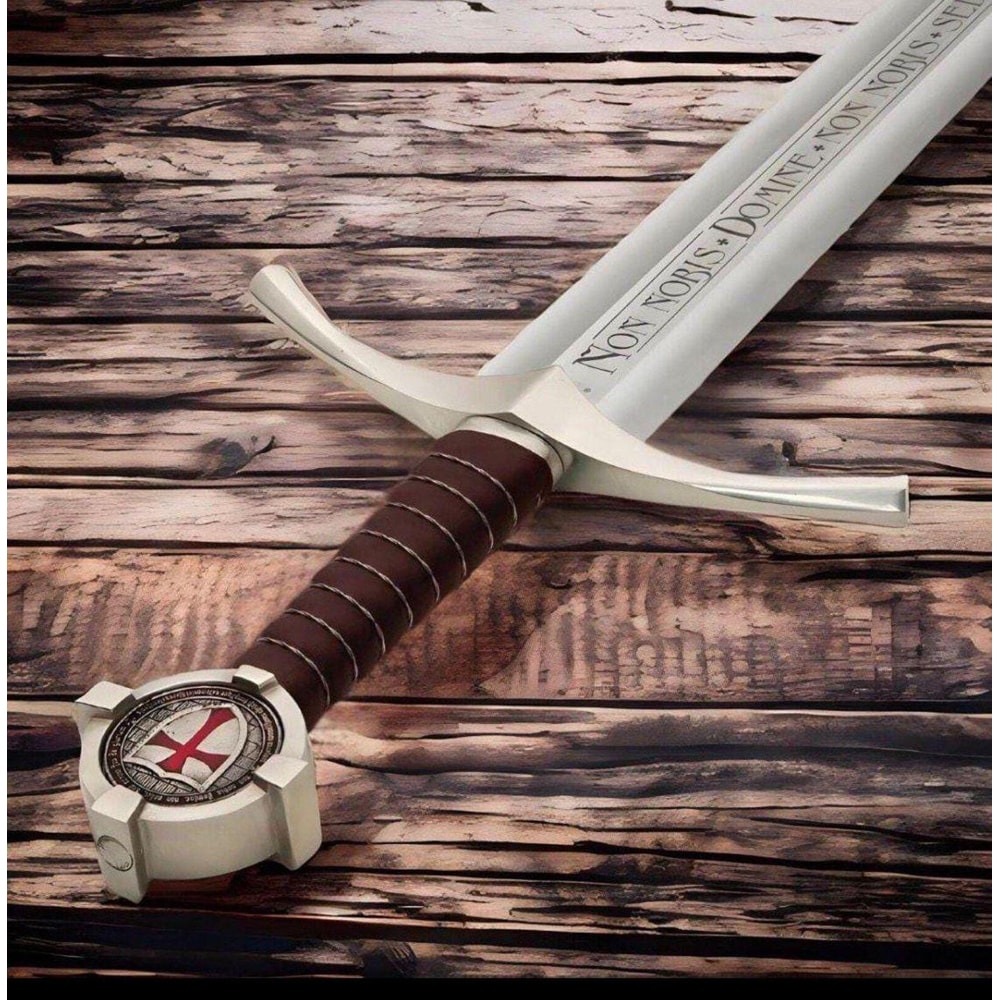 Medieval Crusader Knight Sword Replica With Leather Scabbard Handmade European Sword 2