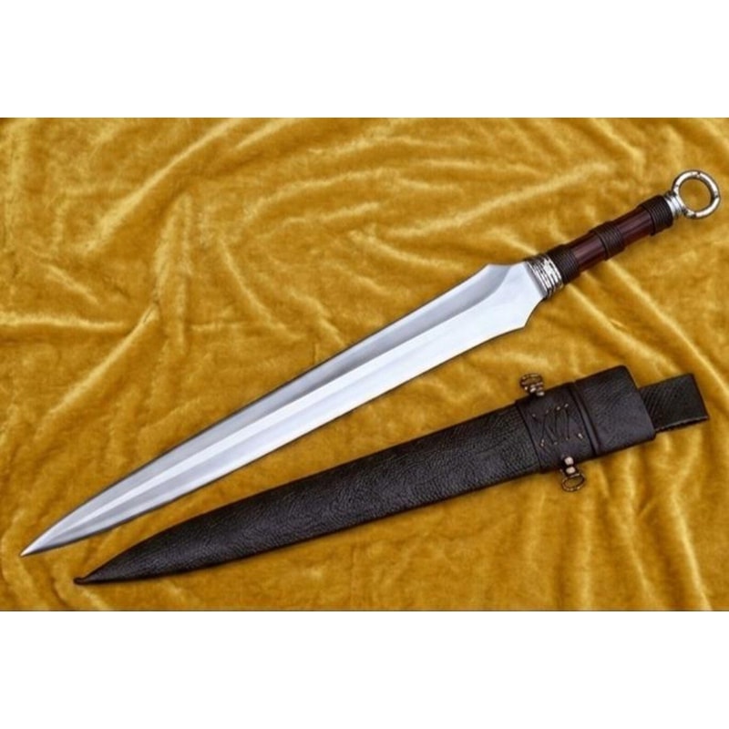 Handmade Viking Sword With High Carbon Steel Blade Wooden Grip Leather Sheath 0