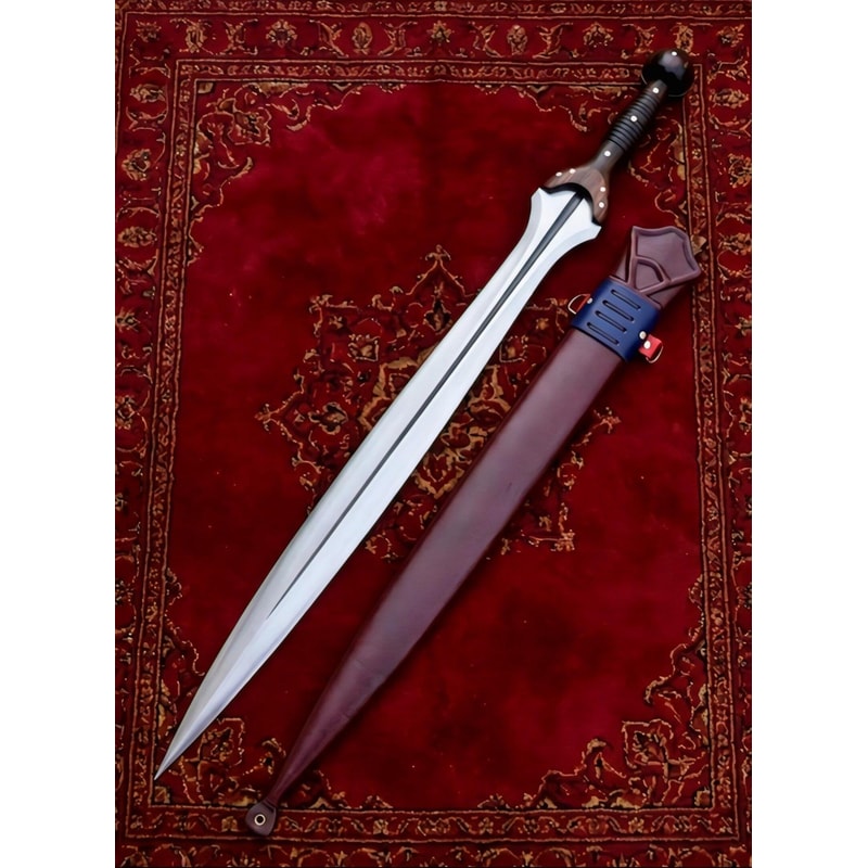 Handmade Steel Fantasy Sword Medieval Warrior Blade With Leather Sheath Cosplay Prop 1