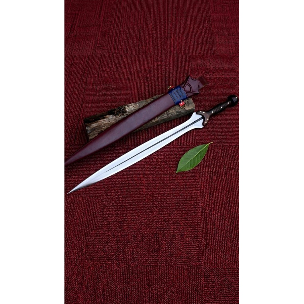 Handmade Steel Fantasy Sword Medieval Warrior Blade With Leather Sheath Cosplay Prop 2