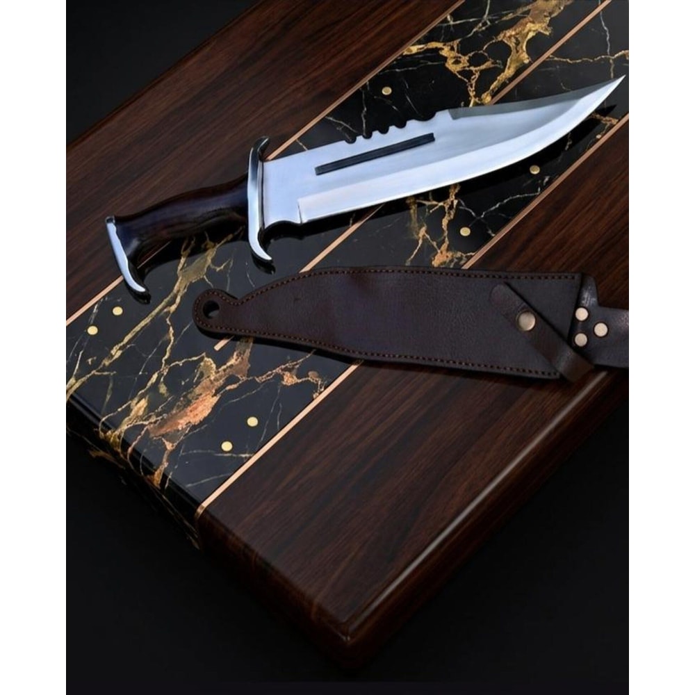 Handmade Hunting Bowie Knife High Carbon Steel Survival Knife With Leather Sheath Gift 2