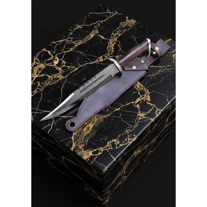 Handmade Hunting Bowie Knife High Carbon Steel Survival Knife With Leather Sheath Gift 3