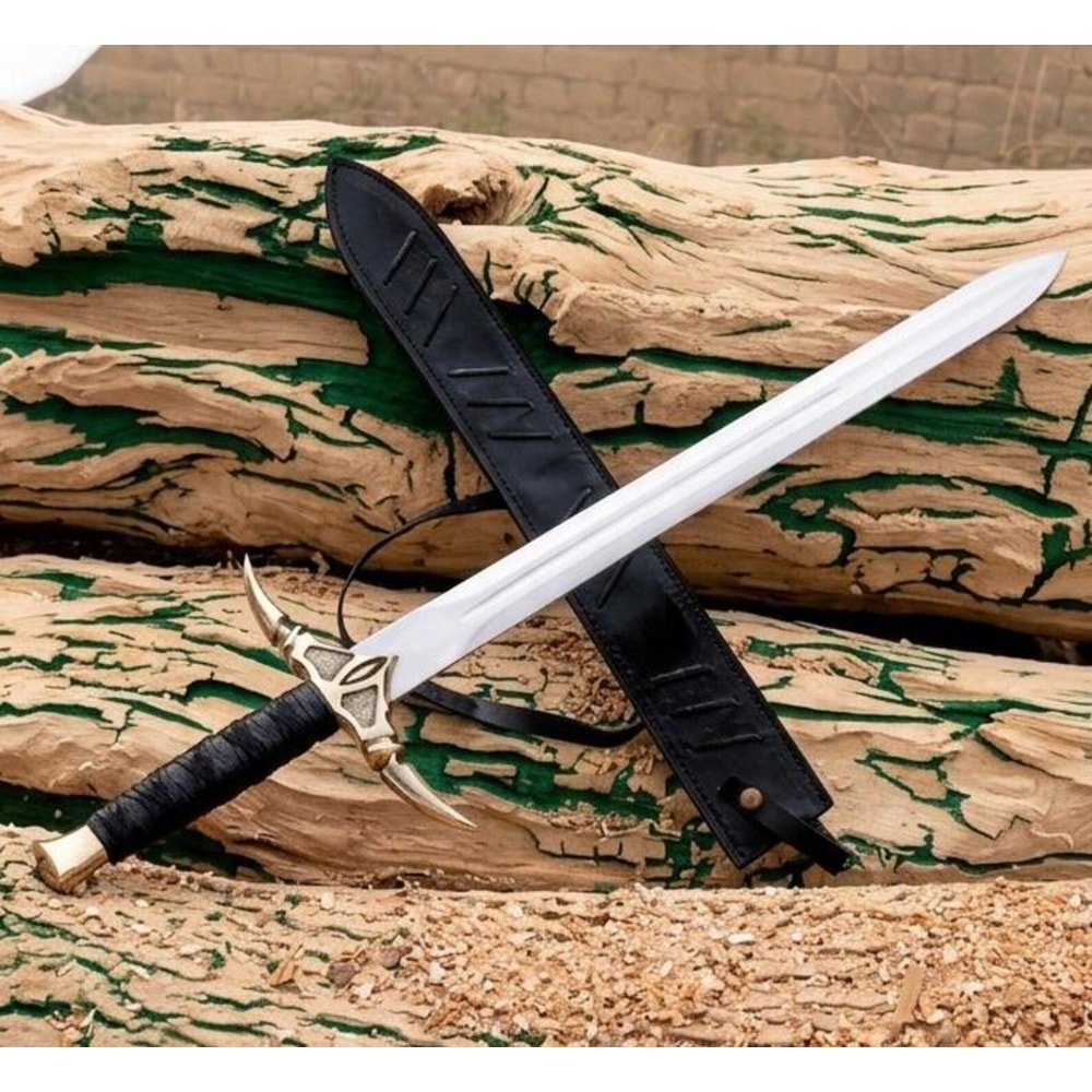 Premium Handmade Fantasy Sword With Leather Sheath Viking Inspired Display Blade 2
