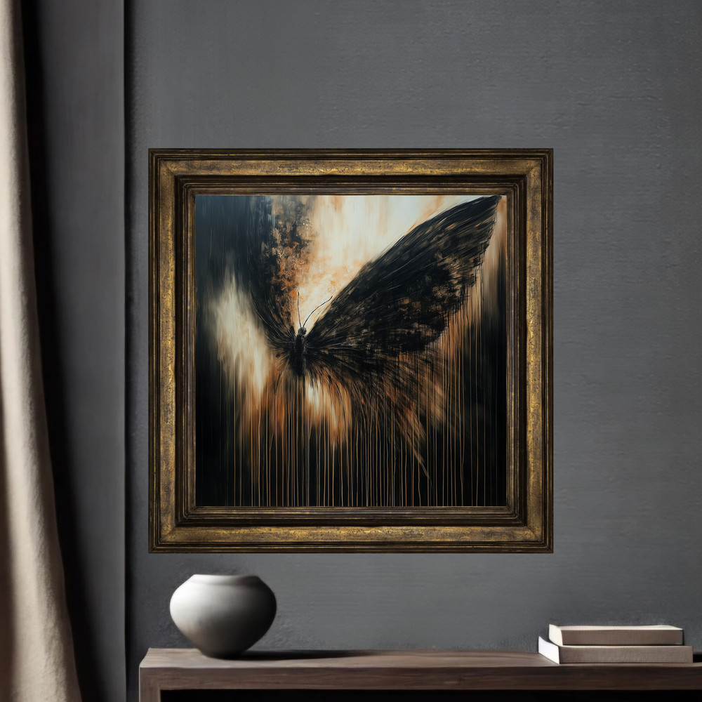 Burning Butterfly Abstract Art Fiery Gothic Digital Print Mystical Wall Art For Halloween Decor 0