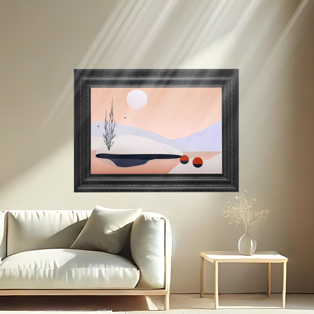 Geometric Minimalistic Landscape Digital Art Modern Mountain Print Whispers Of Dawn 0