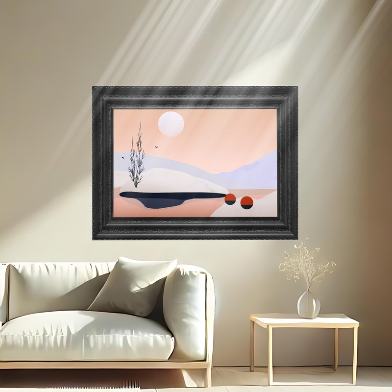 Geometric Minimalistic Landscape Digital Art Modern Mountain Print Whispers Of Dawn 0