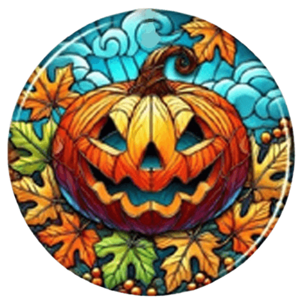 Stain Glass Pumpkin Cross Stitch Pattern LOOK 0