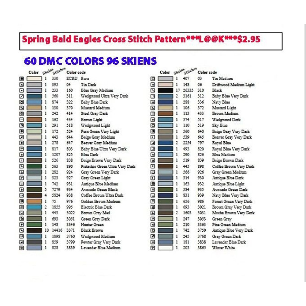Spring Bald Eagles Cross Stitch Pattern LOOK 11
