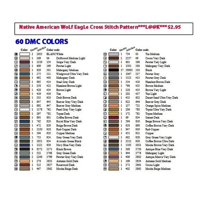 Native American WoLf EagLe Cross Stitch Pattern LOOK 8