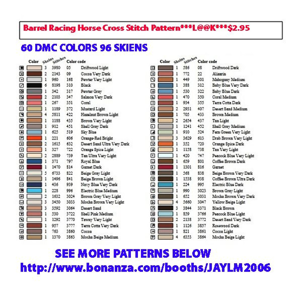 Barrel Racing Horse Cross Stitch Pattern LOOK 7